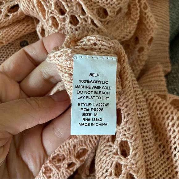 NWT L Love Peach Knit Kimono Size Medium - Picture 6 of 6